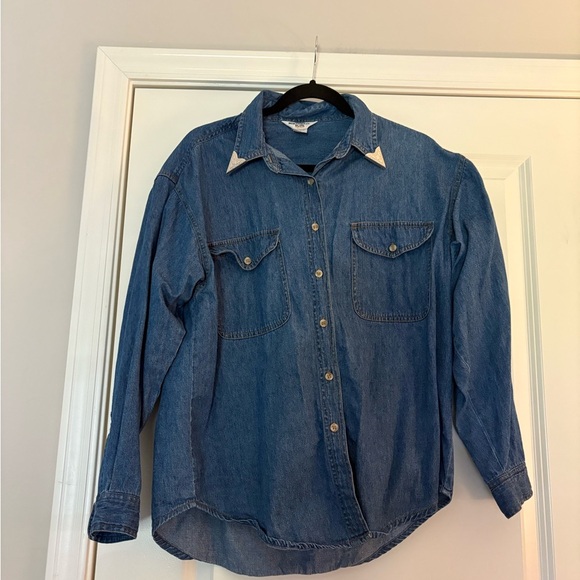Vintage Western Northwest Blue 100% Cotton Denim Button Down Shirt - Picture 10 of 11